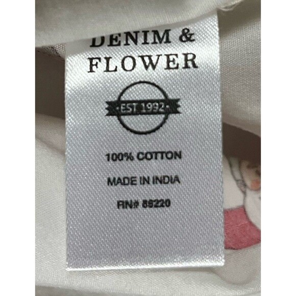 Denim Flower Button Up Shirt Mens L White Santa Claus Christmas Happy Holiday - Picture 7 of 10